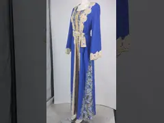 Long Sleeve Embroidered Maxi Dress Gown Printed Muslim Style