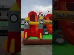 zieht sich das aufblasbare springende Aufprallen 5mLX5mWX6mH Raketendia für Kinderpartei zurück