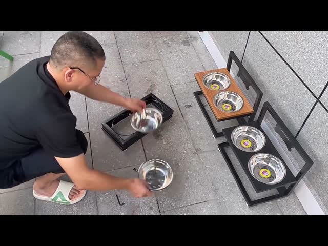 Dog Cat Food Bowls Raised Dog Bowl Stand Feeder Adjustable Elevated 3 Heights 5in 9in 13in with Stainless Steel Bowl video