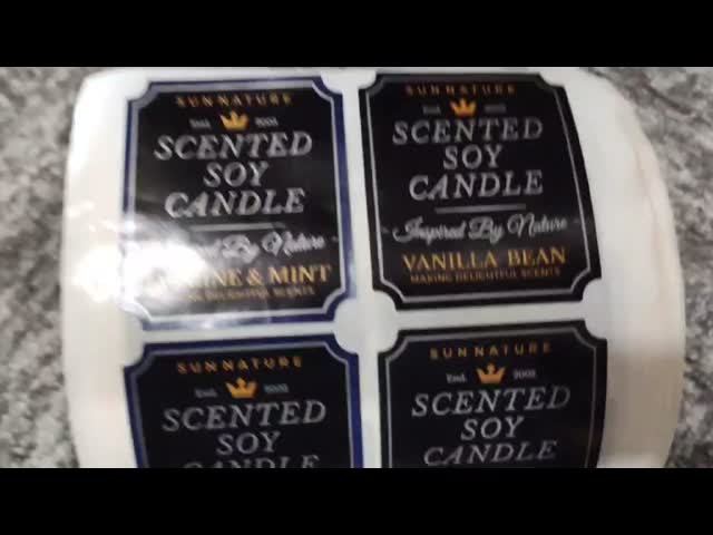 Gold Foil Candle Plastic Sticker Labels Glass Bottle For Fragrance
