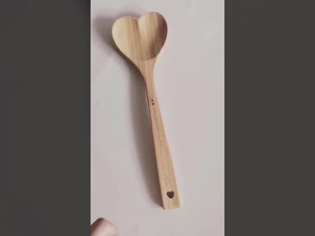 Wooden Heart Shaped Bamboo Spoon Engraved For Cooking Spoonful Of Love