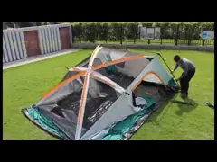 Pu Оксфорда 210D полиэстера покрывая семью слоя водоустойчивого большого шатра на открытом воздухе живя шатер 8 человеков располагаясь лагерем video