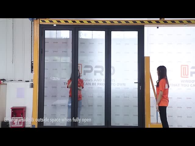 Customized graphic Aluminum Glass Folding Door For Villa
