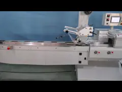 оболочка подачи PLC 100pcs/Min горизонтальная, машина упаковки еды высоты пакета печениь 70mm video