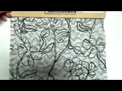 Le noir a attaché le modèle floral brodé lacent la largeur du tissu 129cm