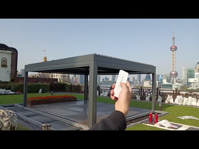 RGB Light Motorized Aluminum Pergola Gazebo With Outdoor Zipscreen Roller Blinds video
