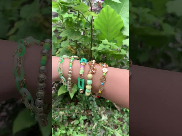 Gold Plated Handmade Beads Chain Link Bracelets With Round Faceted Crystal