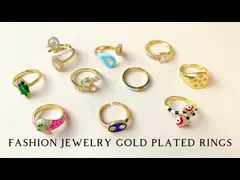 Colorful 24k Gold Plated Enamel Diamond Ring Open Heart Cobra Zircon For Women Girls