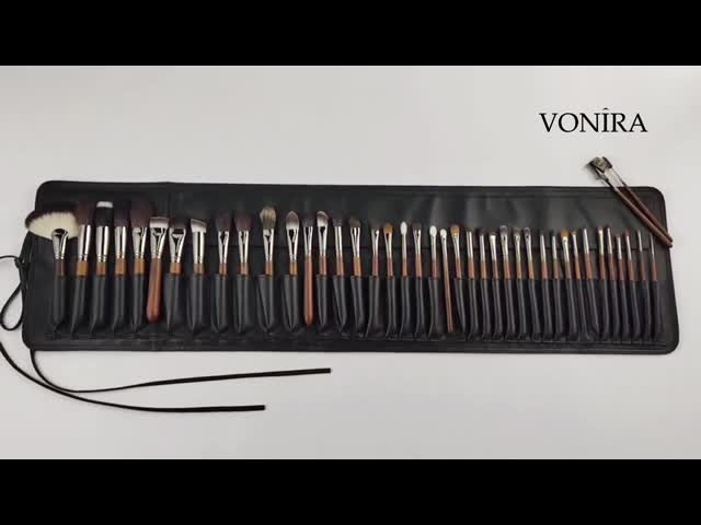 Vonira Beauty Luxury Complete Full Professional 42 Piece Makeup Brushes Set with Copper Ferrule Ebony Handle Handcrafted