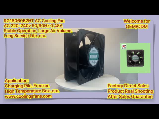 18060 110V - 240V AC Axial Cooling Fan 180x180x60mm 350CFM Aluminum Frame