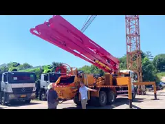 тележка Putzmeister насоса 38m подержанная использовала тележку насоса цемента Isuzu 3 цапф video