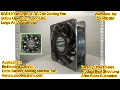 12038 лезвий рамки 9 охлаждающего вентилятора 12V 24V 48V DC осевых алюминиевых 120x120x38mm video