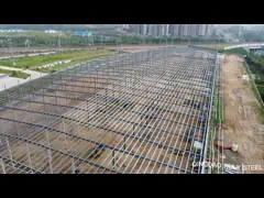 Сборный стальной каркас цеха Q235B Q355B, проект с широким пролетом video