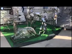 Скульптуры прочного металла сада нержавеющей стали животные на открытом воздухе с цветом зеркала video