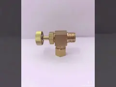 Неэтилированный латунный игольчатый клапан 1/4NPT с латунным маховичком video