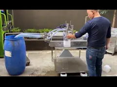 Сливк соуса наклеивает заполнитель меда бутылки с водой жидкостной автоматической головки заполняя машины Semi горизонтальный video