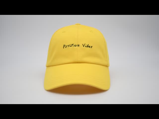 Embroidery Outdoor Sports Dad Hats Light Yellow Color Cotton Fabric For Unisex
