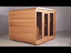 Комната сауны пара куба крупноразмерной электрической плиты твердой древесины на открытом воздухе для задворк video