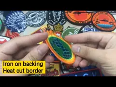 Remiendo tejido remiendo del bordado del logotipo de la marca de encargo 3D con el forro del hierro en video