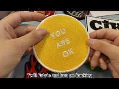 Reusable Custom Embroidery Patch Twill Fabric / 100% Polyester Embroidered Logo Patches video