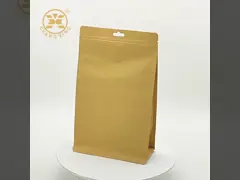 Kraft Flat Bottom Compostable Coffee Bags With Valve 16oz