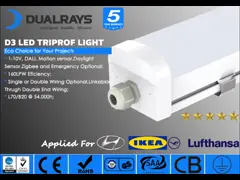 DUALRAYS IP65 2ft 4ft 5ft Tri Proof LED Light 20W 30W 40W 50W For Warehouse