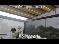 Защита от атмосферных воздействий ткани ПВК высокой напряженности перголы крыши гостиниц/ресторанов Ретрактабле video