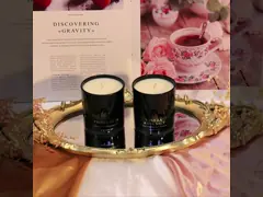 Preserved Flower Wax Wooden Lid Christmas Scented Candle Gift Box Black Green