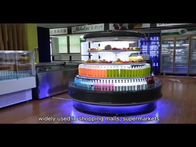 Commercial Multideck Round Island Display Chiller For Supermarket Fruit Vegetables
