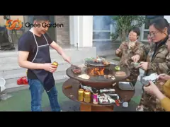 Outdoor BBQ Corten Steel Fire Pit With Firewood Storage Backyard Rusty Colour video