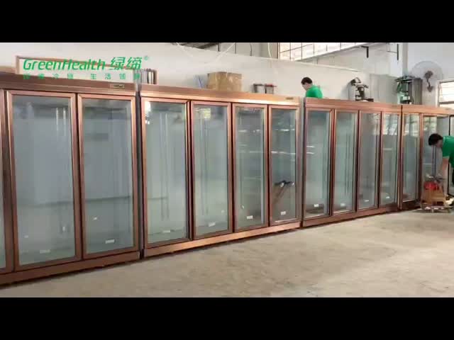 High Effiency Supermarket Projects Providing Drinks Display Glass Door Chiller Freezer video