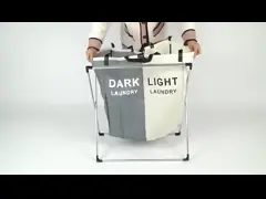 Сгущенный складной организатор корзины прачечной, прочная бамбуковая корзина прачечной рамки video