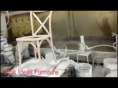 Industrial Stackable Cross Back Wood Chair Soft Cushion Durable For Dining Room