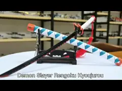 Metal Art Craft 22cm Demon Slayer Keychain Rengoku Kyoujurou Mini Katana Sword video