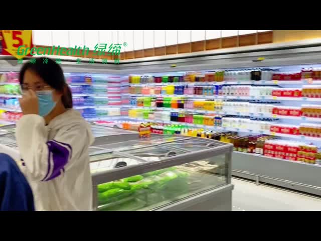 Автомобиль размораживает коммерчески блок медной трубки раздвижной двери верхней части замораживателя дисплея конденсируя видео