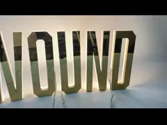 Знак металла розовой ржавчины писем нержавеющей стали зеркала золота подсвеченной анти- подсвеченный video