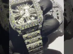 Часы с бриллиантами для ювелирных изделий VVS 41 мм 29 карат Скелетные часы с бриллиантами video