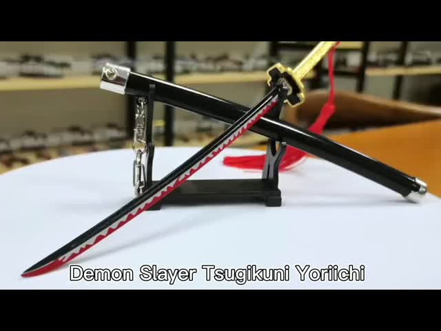 Environmental Friendly Demon Slayer Keyring Tsugikuni Yoriichi Nichirin Anime Katana Keychain Sword video