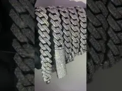 Ожерелье связи цепи связи 15mm Майами тазобедренного хмеля кубинськое VVS Moissanite стерлинговое Silve кубинськое video