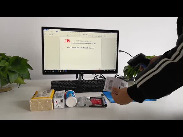 Handheld связанный проволокой читатель кода штриховой маркировки USB RS232 1D проверки супермаркета блока развертки штрихкода POS видео