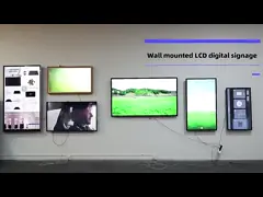 Реклама экрана касания держателя стены показывает взаимодействующую батарею LCD для витрины video