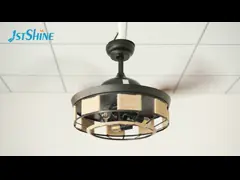 42 Inch Black Retractable Ceiling Fan With Light Remote Control