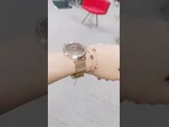 30m Waterproof 36mm Ladies Quartz Watch Leather Strap Three Dimensional Pattern