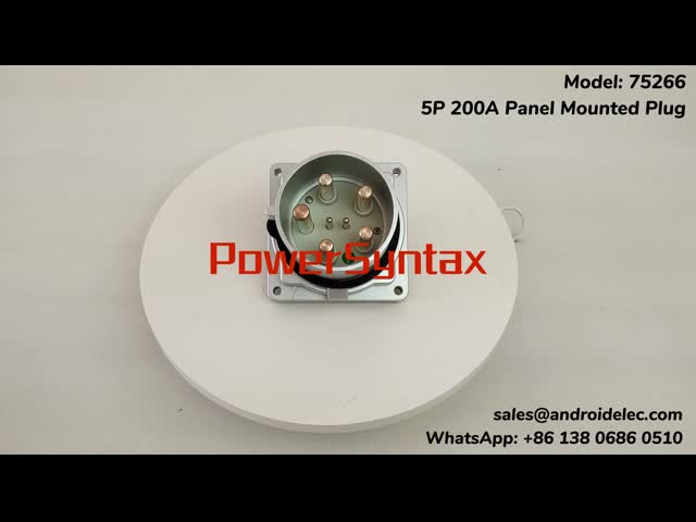 200A 5P IP67 High Current Panel Mounted Appliance Inlet Plug PowerSyntax No. 75266