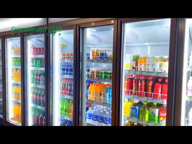 Охладитель напитка 3 стеклянных дверей коммерчески с полками 5 слоев / охладителем напитка вина видео