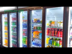 Охладитель напитка 3 стеклянных дверей коммерчески с полками 5 слоев / охладителем напитка вина video