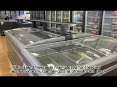 Замораживатель острова супермаркета замораживателя дисплея низкой цены Costom коммерчески video