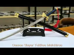 Унисекс на заказ жесткая эмаль брелок убийца демонов Nichirin аниме катана меч 22 см video