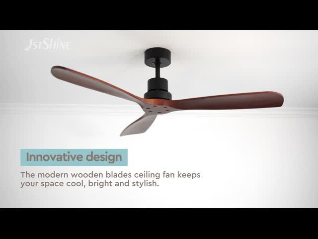 52 Inch Decorative Wooden Ceiling Fan With 5 Speed Remote Control