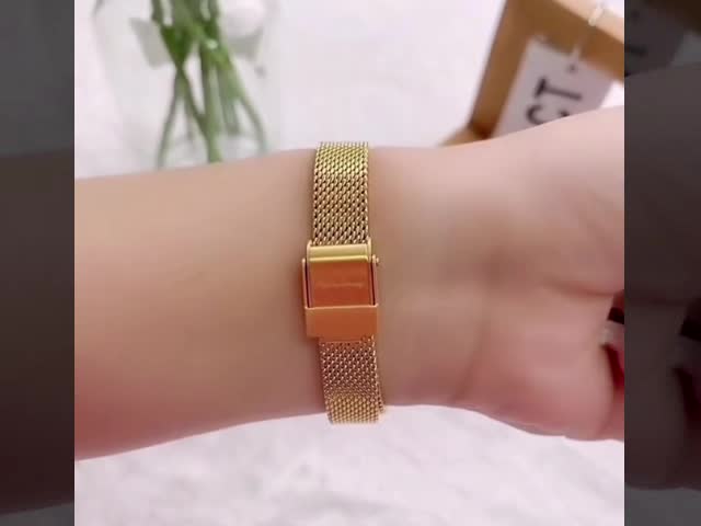 円形の日本Movt金時計32mmの網ベルトの防水水晶